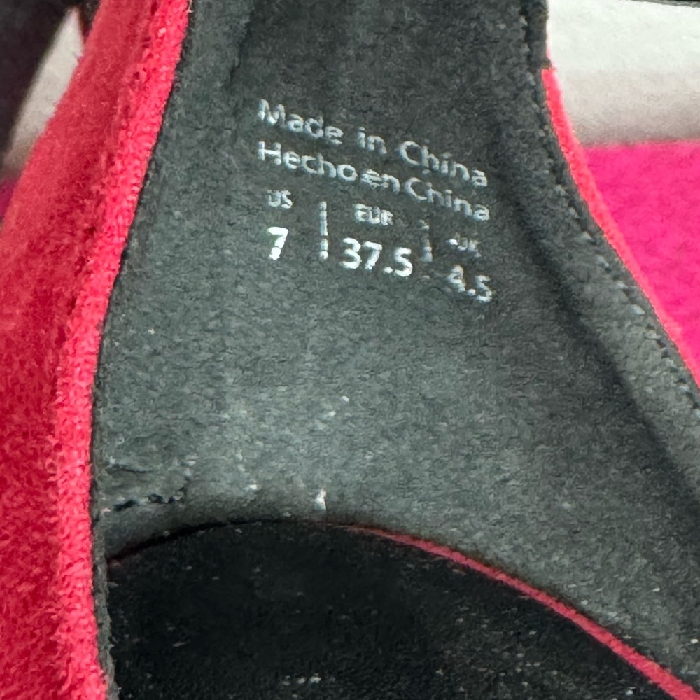 ALDO 🌹 Red Peep-Toe Stiletto Platform Heels, Golden Ankle Strap (Women’s Size 7) - Picture 12 of 14
